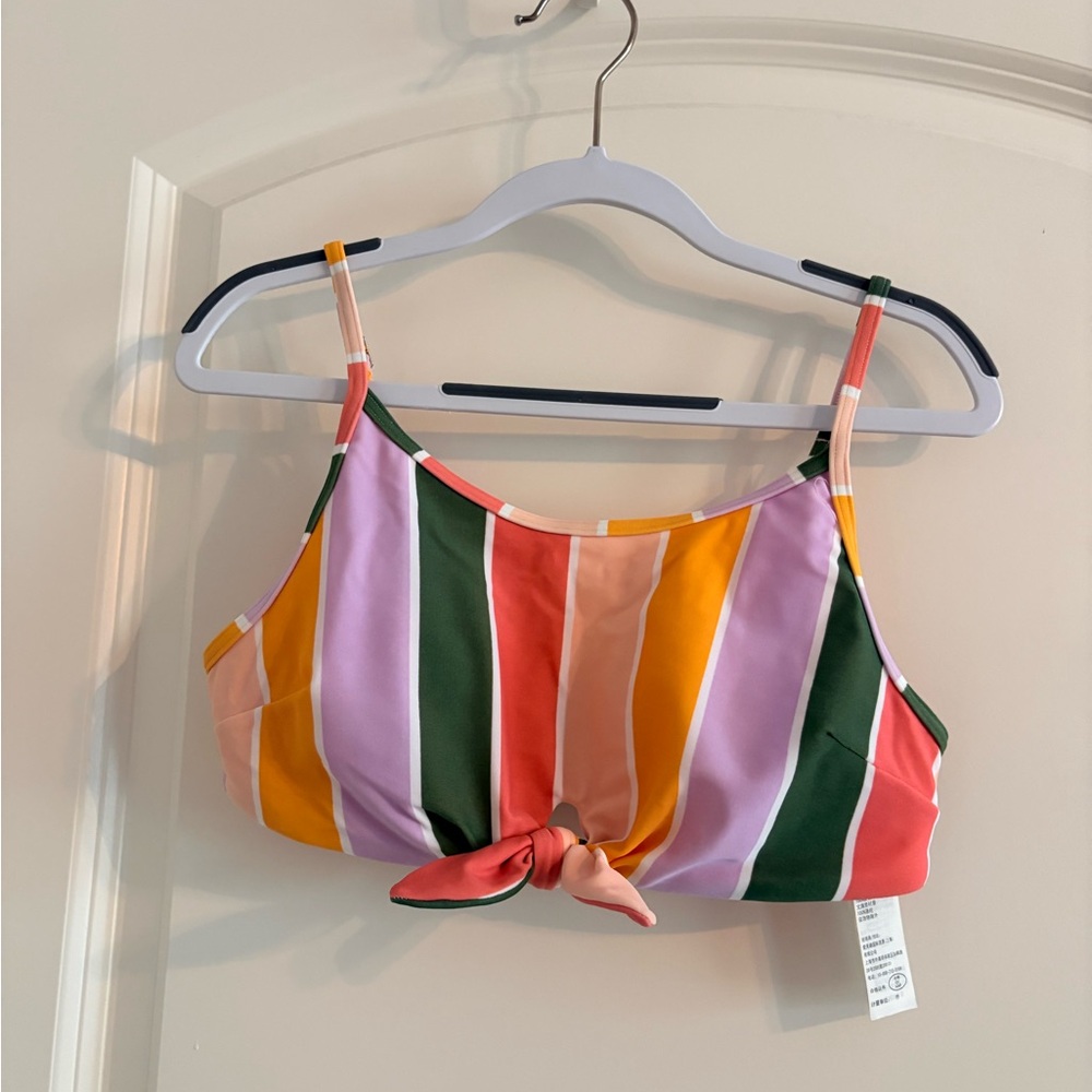Hollister Peach, Orange & Lavender Striped Bikini Top